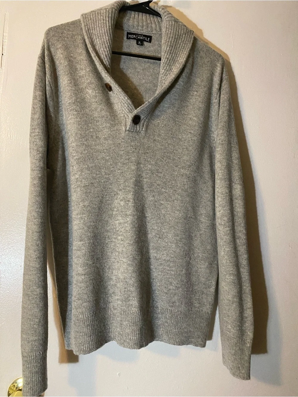 J CREW Men's Shawl Collar Pullover Soft Sweater - Light Gray - Medium
